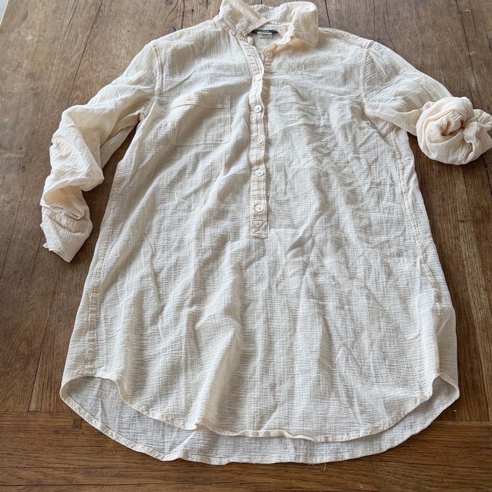 J. Crew Cream Gauze Button-Front Tunic Blouse
